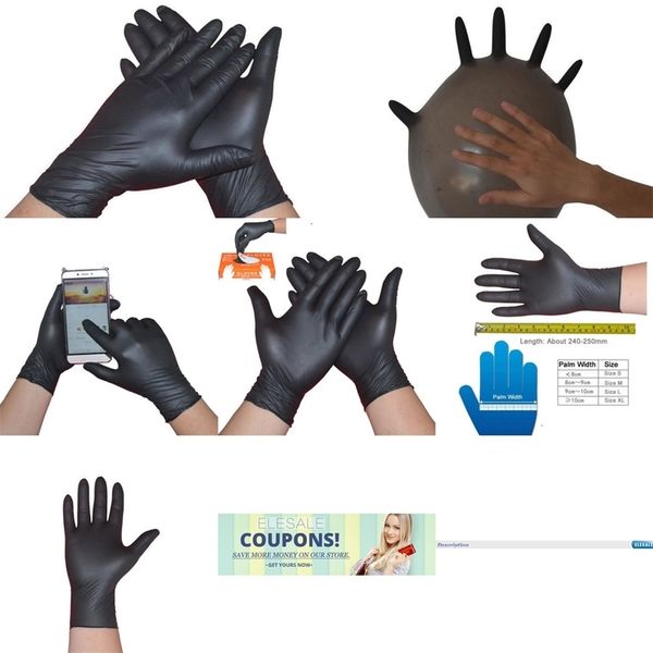 

new 100pcs/pack disposable waterproof 6klbnitrile exam black ambidextrous for house tattoo gloves s/m/l/xloutletjcx5