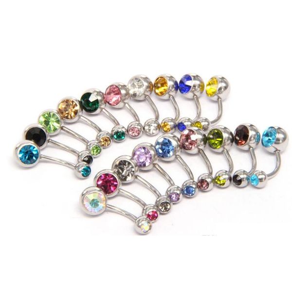 

new 316l surgical steel navel rings crystal rhinestone belly button navel bar ring body jewelry piercing wcw640 emmim, Silver