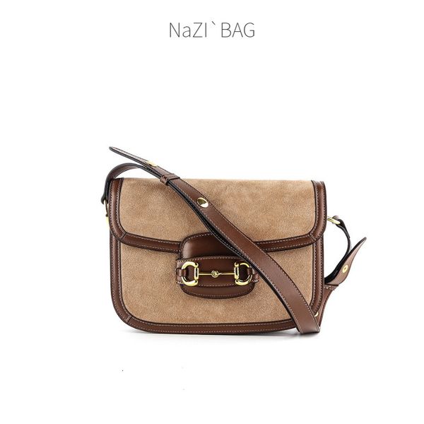 

2019 new g family same 1955 buckle saddle suede frosted leather straddle shoulder bag