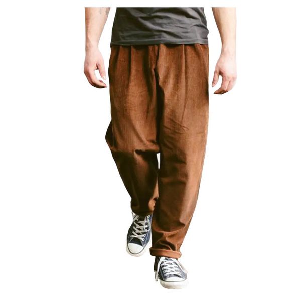 

2020 autumn new folk style men's loose casual light wick flannel pants for men, Black