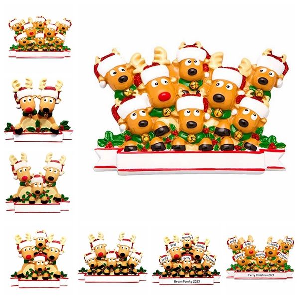 

christmas elk ornament 2020 quarantine party gift 2-8 heads personalized pvc xmas tree hanging pendant xmas decoration ljjp580