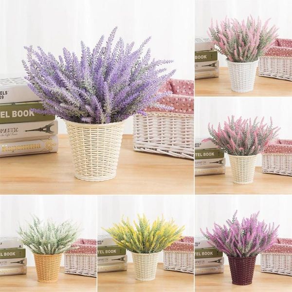

1 bundle romantic provence lavender wedding decorative flower vase for home decor artificial flowers grain decorative fake plant