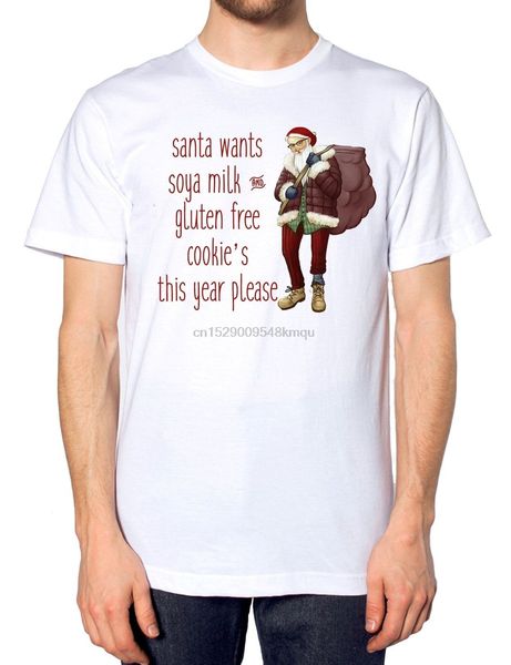 

santa wants soya milk and gluten cookies t shirt novelty festive tshirt tee shirt wholesale tee sport hooded sweatshirt hoodie