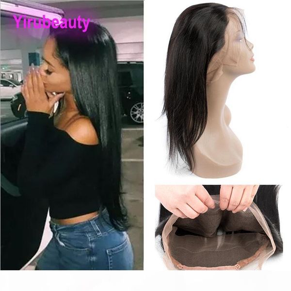

индийский волос девственницы 360 кружева фронтальная с ребенком волос natural hairline pre щипковых straight haiir необработанные человеческ, Black;brown