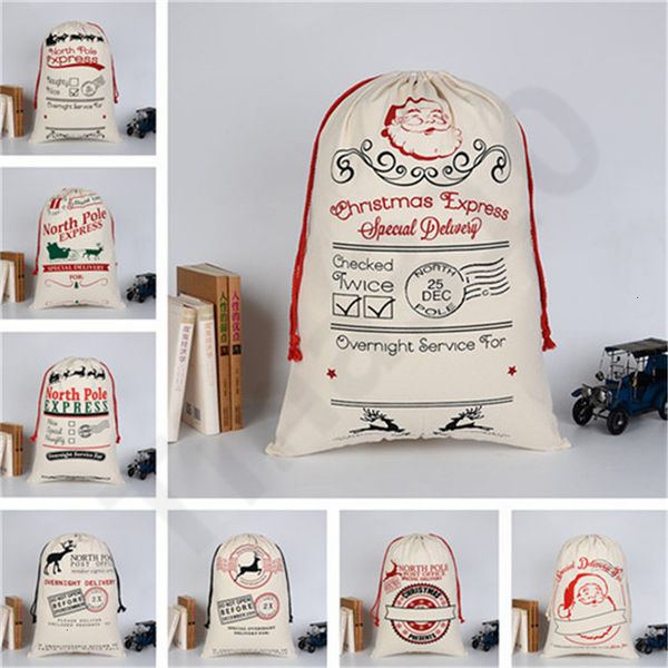 

santa xmas clause gifts drawstring cloth bag christmas north pole express canvas bags 100pcs t1i2244 m0pt