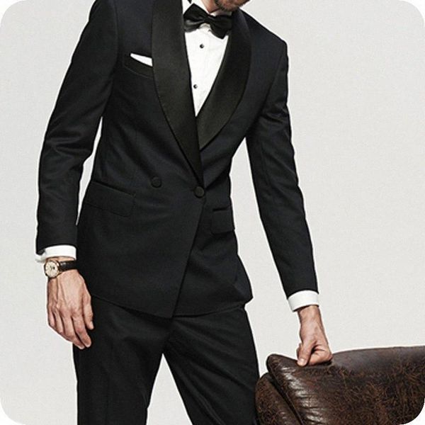 

double breasted wedding tuxedos for groom 2 piece slim fit men suits set shawl lapel prom business boyfriend jacket with pants, White;black