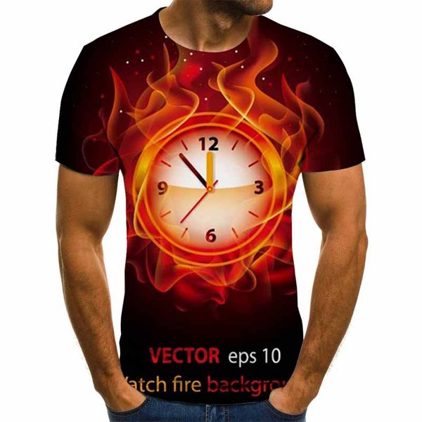 

3d summer flame 3d print shirts plus size horror anime men clothing