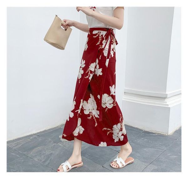 

2019 new summer women lace up skirts arrival high waist ruffles loose slim long wrap skirt ladies outwear qylfdg, Black