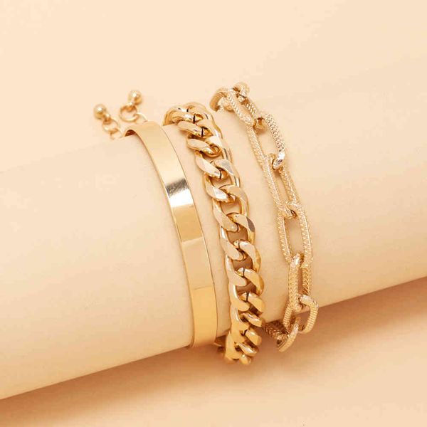 

bracelet cool wind metal chain multi-layer bracelet combination set fashion niche sense of hand decoration, Golden;silver