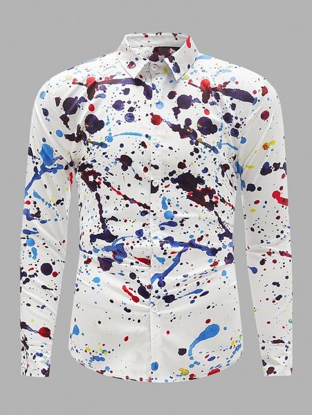 

men splatter paint shirt z9pc#, White;black