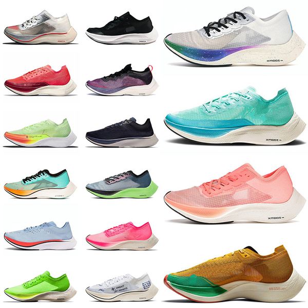 

zoomx next% 2 mens womens running shoes aurora green be true bright mango ekiden ice blue black white og pink volt sports sneakers trainers