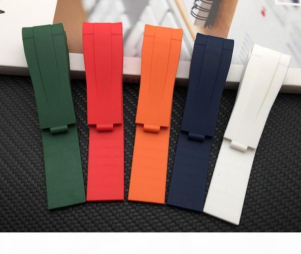 

21mm*18mm watch band curved end silicone rubber watchband for role strap for explorer ii 2 42mm dial bracelet combination buckle, Black;brown