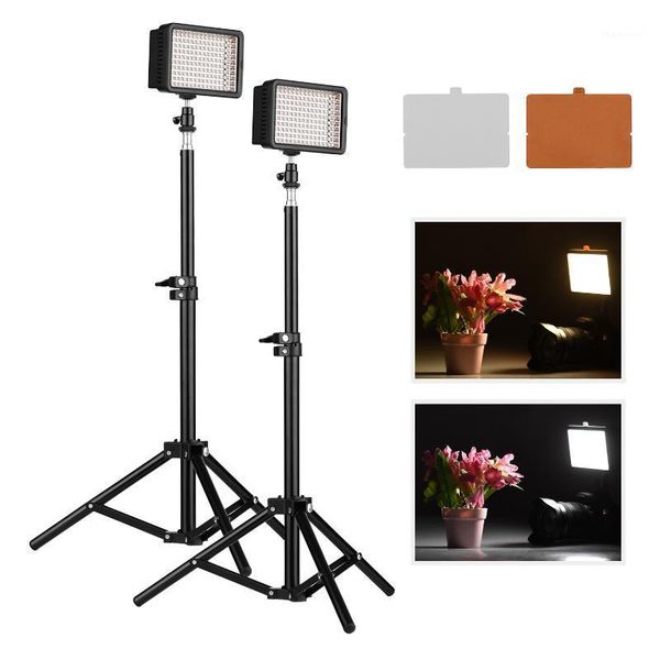 

cn-160t led video light kit on-camera lighting with mini ballhead light stand power adapter for portrait product pgraphy1