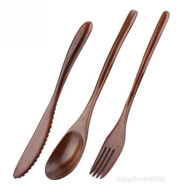 

a-reusable bamboo wooden cutlery fork cutter cutting bag students office worker dinnerware set cooking kitchen tool