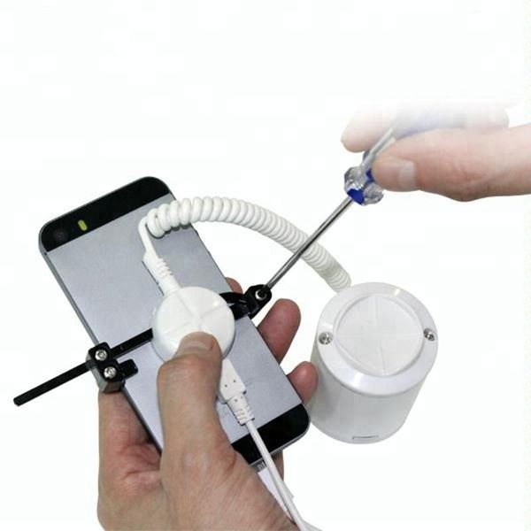 

8 set/lot) white abs adhesive fixed easy install android retail store phone demo live anti theft alarm security display stand
