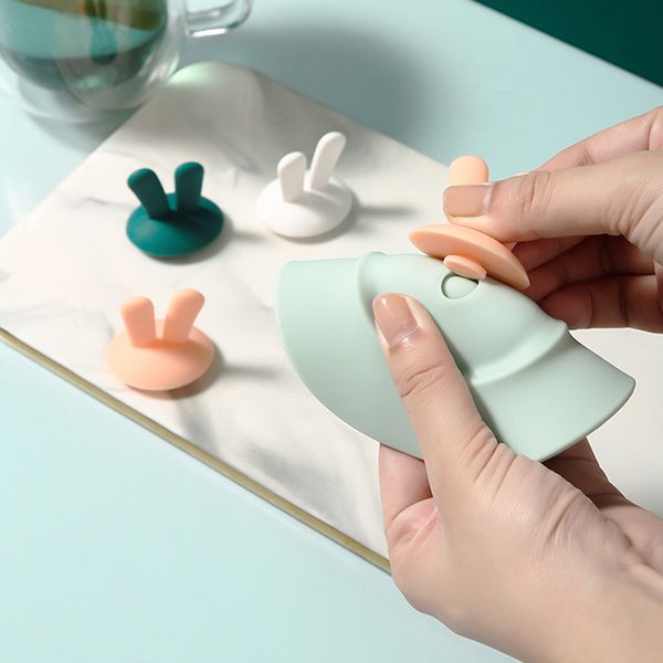 

creative silicone cup lid lovely rabbit ear leak-proof dust-proof cup lid household sealing bowl lids multi-purpose sealing lids vtky2103