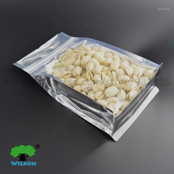 

box pouch clear foil silver color stand-up bag 50-300 pcs for storage bag flat bottom/side gusset and angle seals1