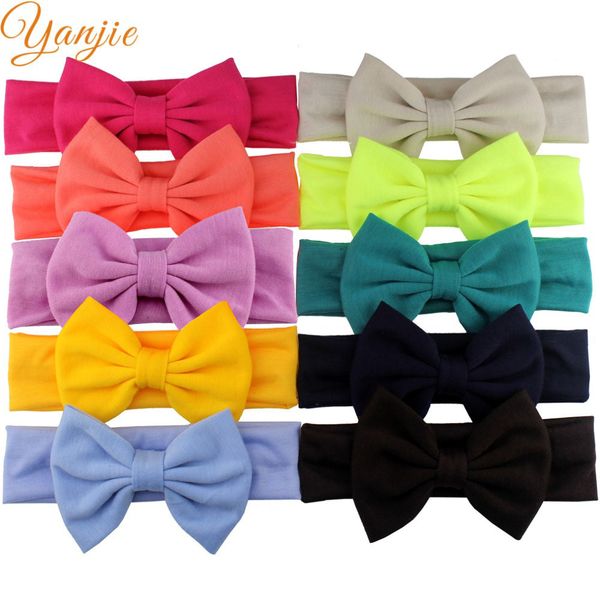 

10pcs/lot 5" hair bows cotton headband sale solid soft elastic hair bands girls hair accessories girls bows diademas mujer lj200903, Slivery;white