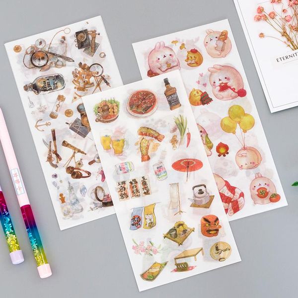 

3 листов в упаковке journey и еда старинной декоративного washi наклейки скрапбукинг стикере дневник канцтовары альбом наклейка jllabz