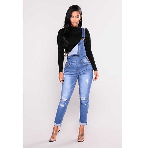 

women's jumpsuits & rompers women denim jumpsuit fashion casual ladies bodysuit playsuit button ripped boyfriend female romper d30, Black;white