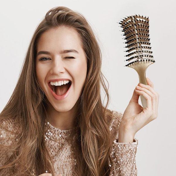 

plastic hair scalp massage brush straight comb brush hairdressing styling tools salon home curly hair br wmtnfp, Silver