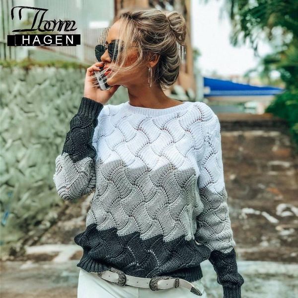 

women sweaters and pullovers winter 2020 warm knitted wool sweaters korean plus size striped tunic loose long sleeve jumper lj201112, White;black