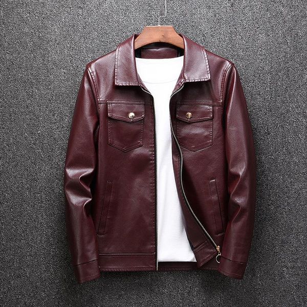 

2021 new slim biker leder jacke herren fine quality veste cuir, Black