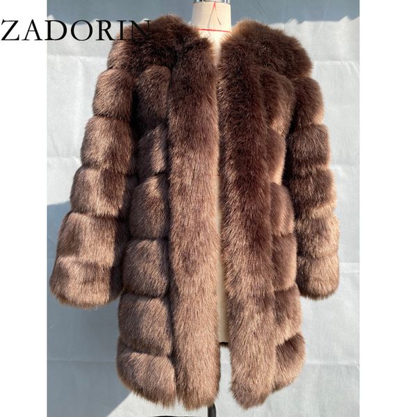 

zadorin 2020 winter new long furry faux fur coat jackets women thick warm fluffy faux fur jacket causal party overcoat plus size lj201202, Black