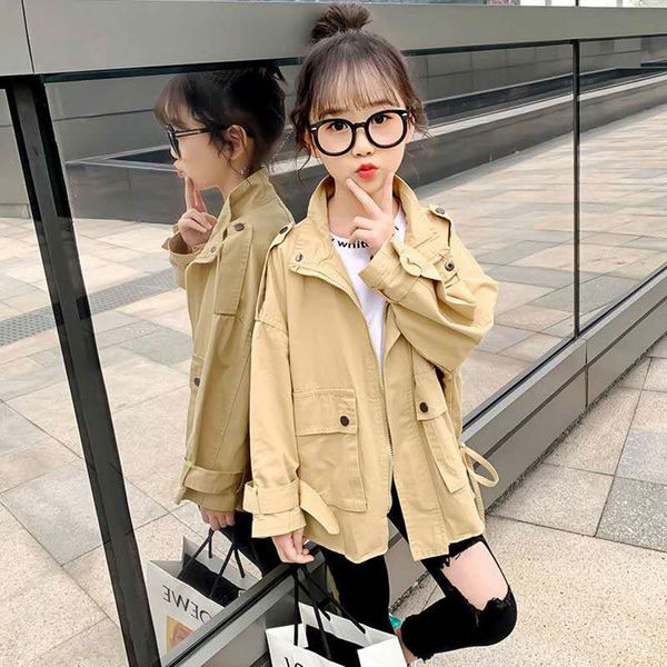 

children's children's clothing spring and autumn girl casual lapel coat 3 4 5 6 7 8 9 10 12 year old girl clothing coat new coat 0, Blue;gray