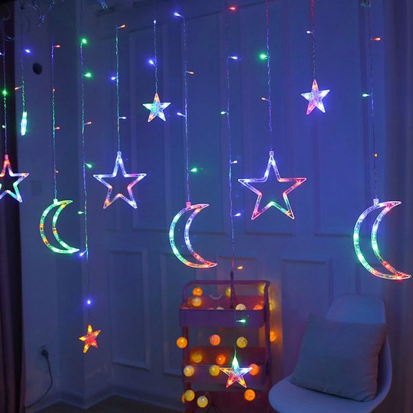 220V светодиодный звездный лунный шар занавес светло-рождественские елки гирлянды струны сказочные огни на открытом воздухе для свадьбы праздник праздник 201204