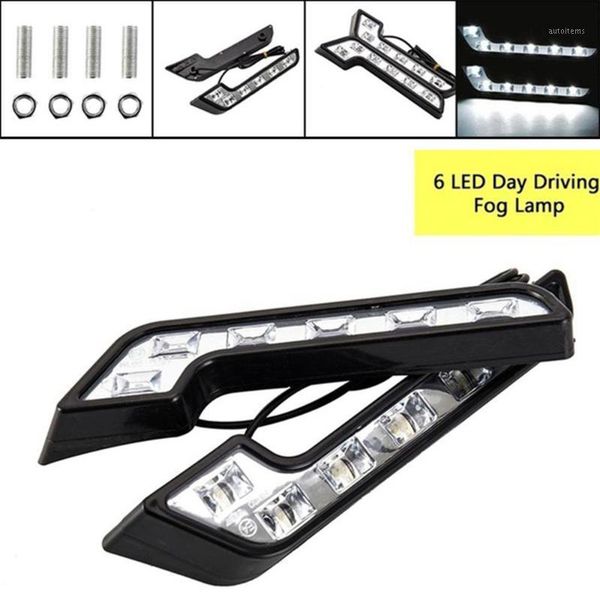 

2pcs 12 v 5w daytime running lights cob fog l shape daytime running lamp 6led car universal driving car accessories1