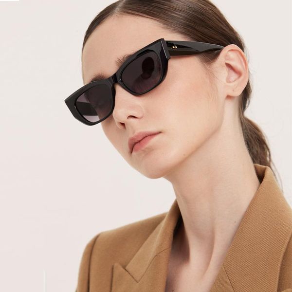 

sunglasses 2021 fashion retro women cat eye famous lady brand designer sun glasses coating mirror cateyes gafas feminino de sol, White;black