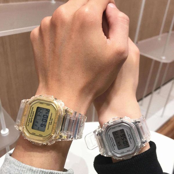 

sports watch fashion men's electronic trend transparent waterproof woman hgpr2vl4, Slivery;brown