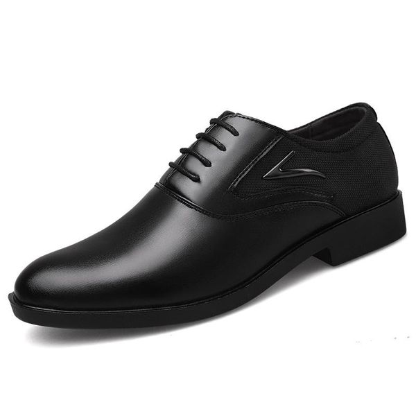 

pu leather fashion men business dress loafers pointy black shoes oxford breathable formal wedding shoes 789