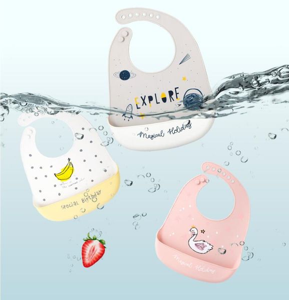 Ins baby Bavaglini in silicone impermeabili per bambini che mangiano Bavaglini per alimenti per bambini Health Safty Brup Vestiti sacchetto di riso non lavato