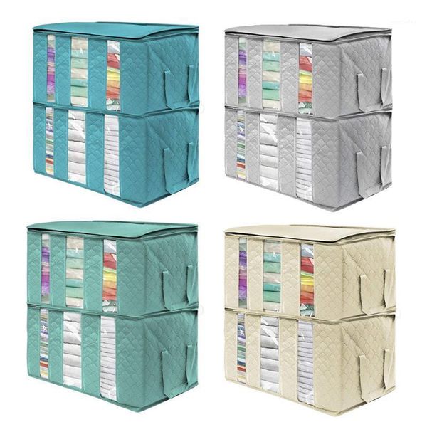 

storage bags 2pcs portable non-woven container case clothes bag organizer folding closet for pillow quilt blanket1