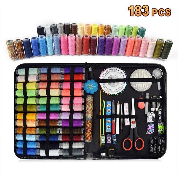 

183pcs sewing box multi-function travel sewing kit stitch needle thread storage bag fabric craft set mom christmas gifts, Black