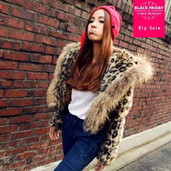 

women's fur & faux leopard coat hooded fashion thicken warm jacket 2021 autumn and winter clothing outwear l1389, Black