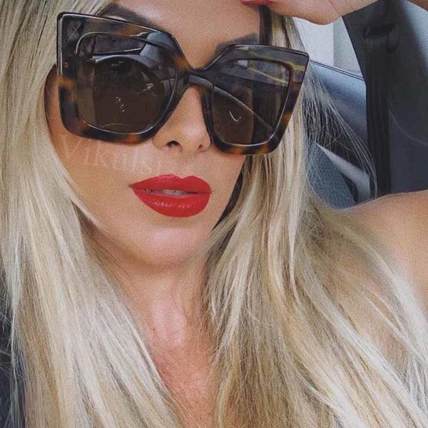 

sunglasses fashion oversized cat eye women retro leopard shades designer square sun glasses eyewear female, White;black