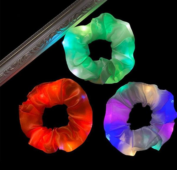 

2020 new arrival girls led luminous scrunchies hairband ponytail holder headwear elastic hair bands solid color h jllndj xhlove, Slivery;white