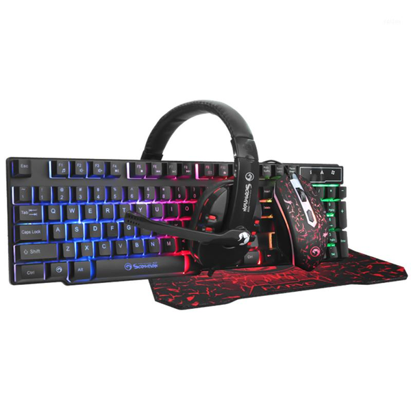 

gaming keyboard and mouse headest mouse pad bundle usb wired professional rainbow backlight keyboard for computer /desk