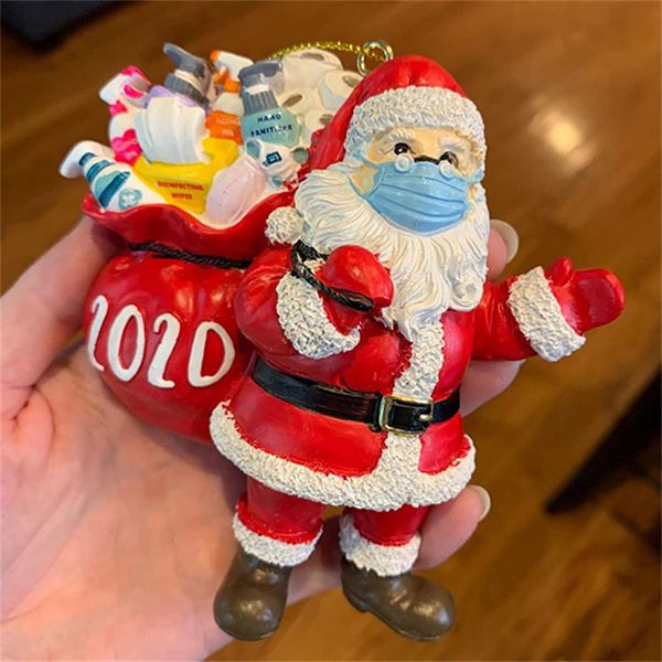 

christmas tree ornament 3d painting colored santa claus resin pendent xmas snowman face mask keychain holder christmas decoration e102903