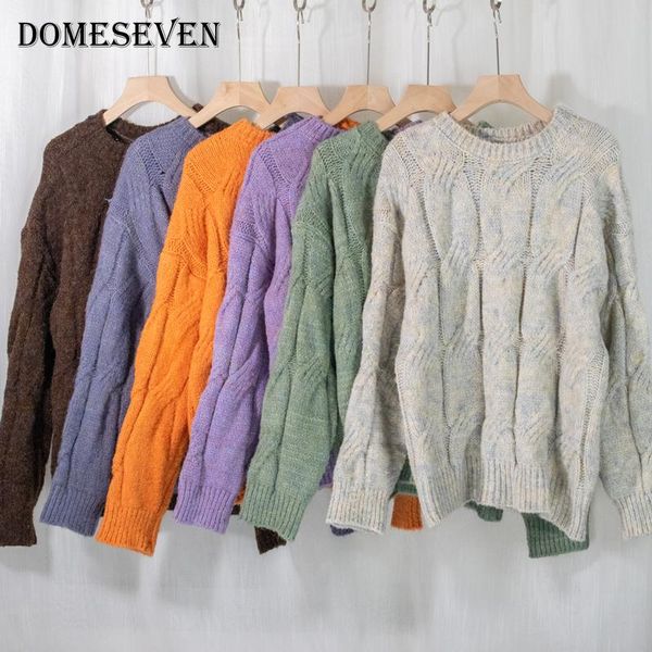 

basic thick women loose sweaters 2021 autumn winter pullover korean oversize elegant vintage warm minimalist ladies jumpers, White;black