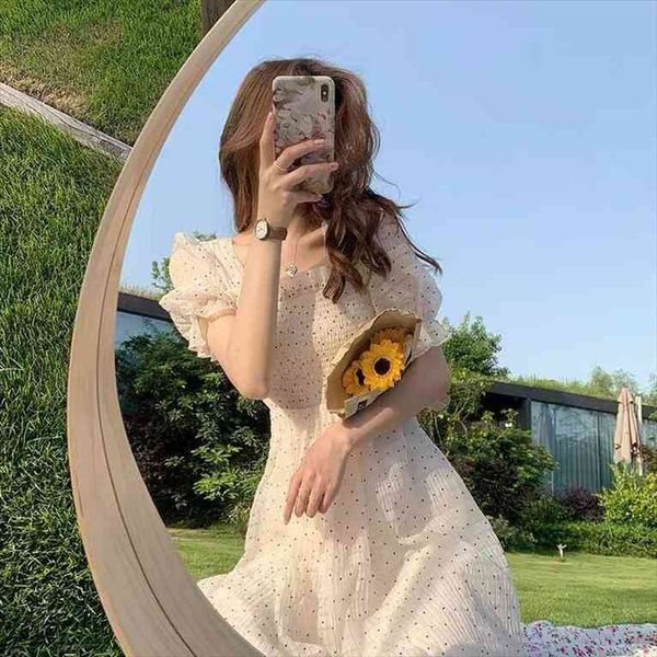 

floral sweet lace dress short sleeve chiffon elegant dress korean style square collar party for female dot summer, Black;gray