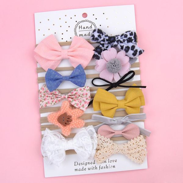 

1 set multiple style baby headbands cotton nylon bowknot flower cloth elastic hair band headwear hair accessories q bbyjpl