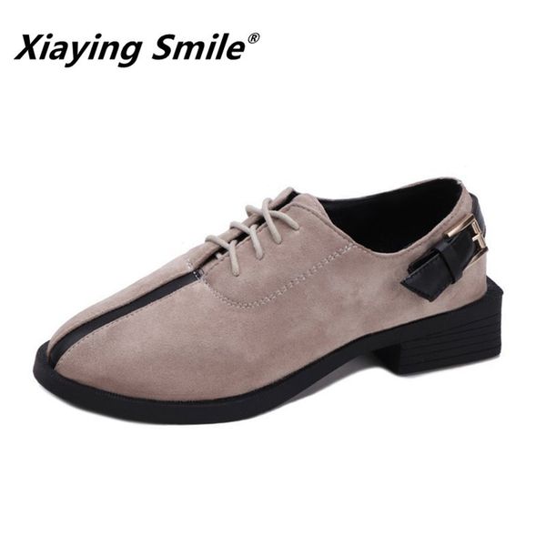 

xiaying smile new fashion casual female retro buckle flock women suqare heel lace-up pumps shoes t200111, Black