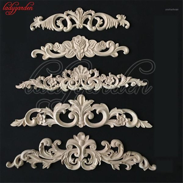 

decorative objects & figurines vintage unpainted wood carved decal corner floral onlay applique frame for wall doors cabinet furniture figur