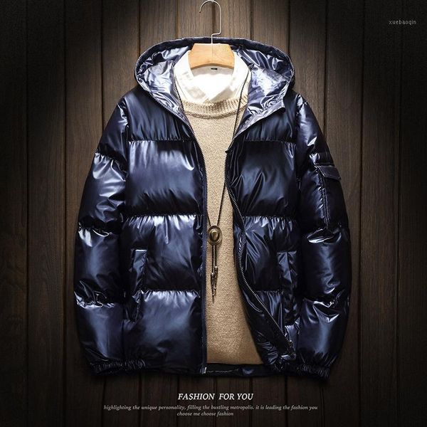 

winter jacket men coat loose sportswear outwear chaquetas hombre parka mens hooded jackets warm thick coats bright surface1, Black