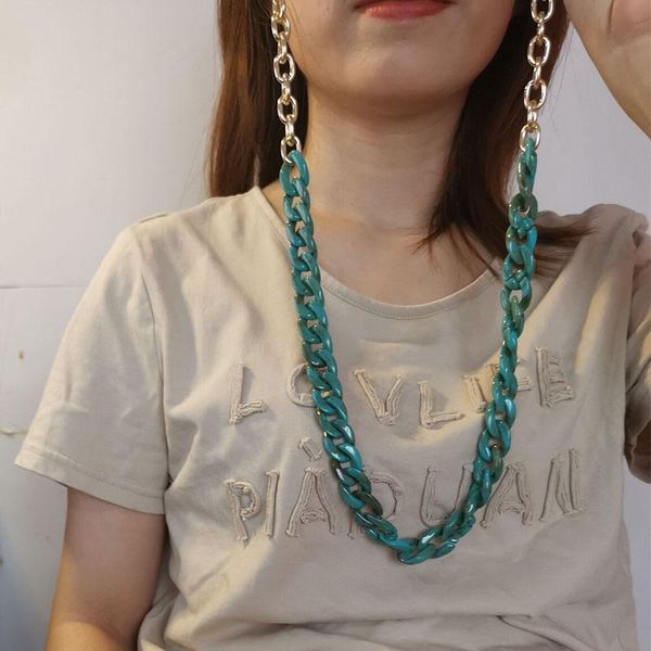 

2020 punk rock fashion acrylic sunglasses chain women reading glasses hanging neck chain largands straps resin eyeglasses strap h bbykad