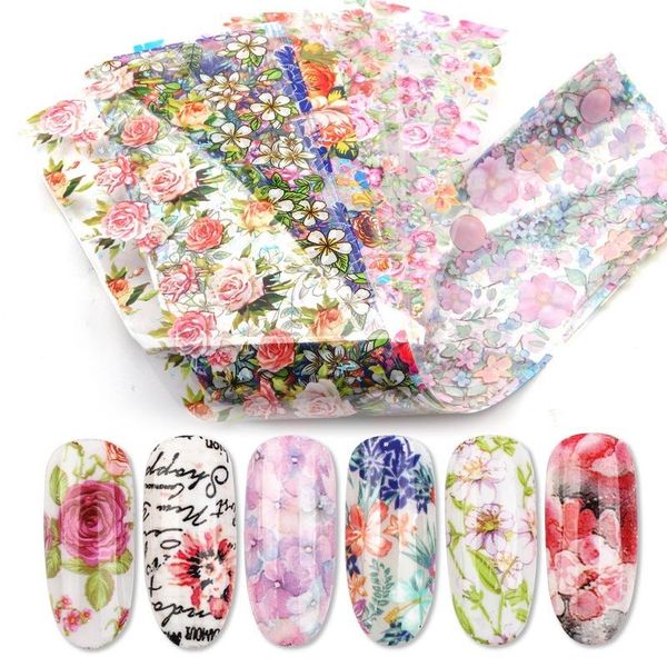

stickers & decals 12 pcs 4*20 cm nail art folie transfer voor nagels sliders ontwerp manicure decoratie 3d wraps bloem set, Black